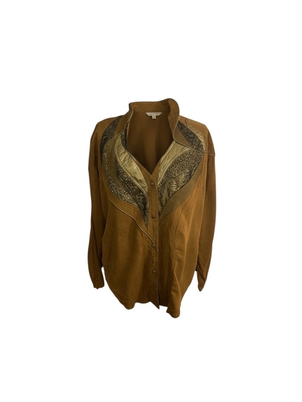 Vintage IIF Bronze & Gold Embellished Button-Front Top